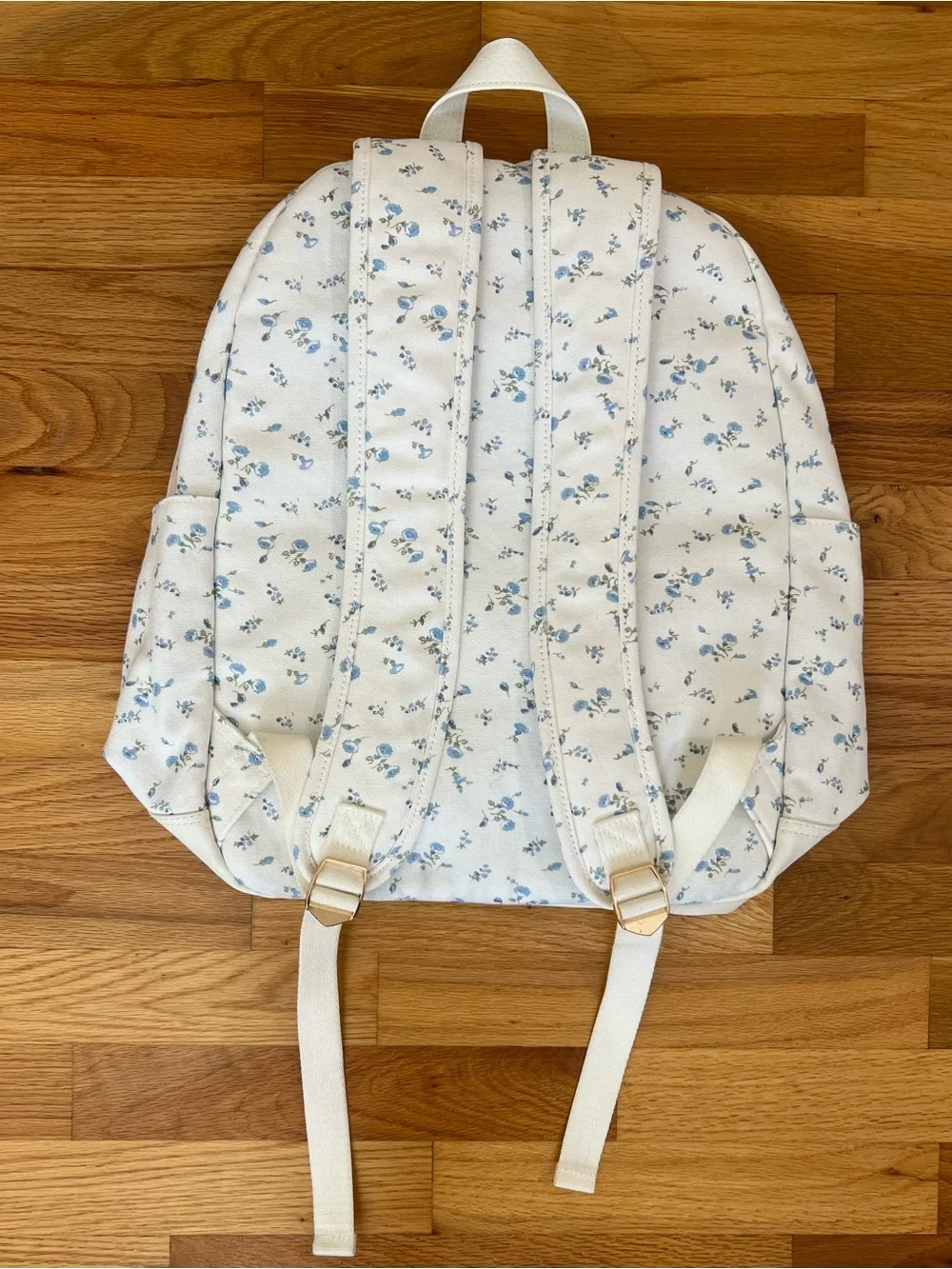 LoveShackFancy White Backpack with Blue Floral Print